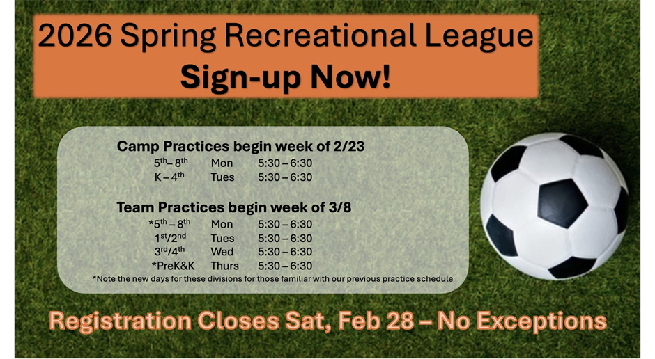 2026 Spring Recreational Sign-up Details